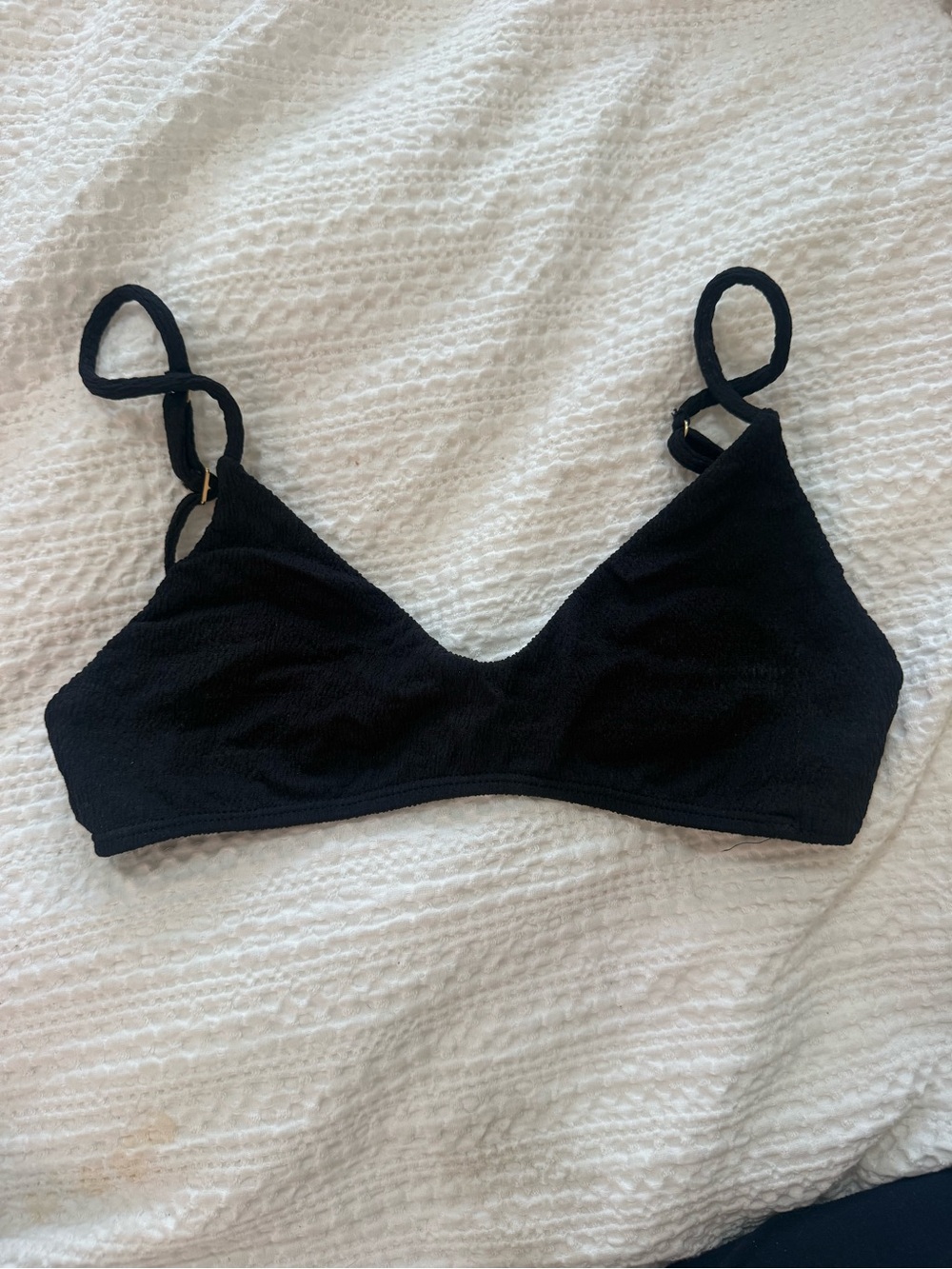 Black Textured Triangle Bikini Top - Women Swim Bikinis